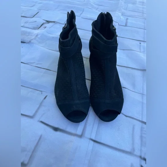 Earth Black Perforated Ankle Booties - Picture 2 of 4